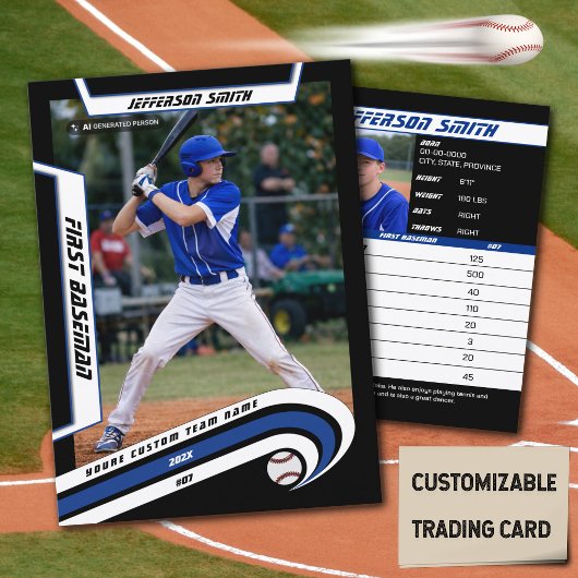 D'appel Carte de Baseball Bleu Vivant Noir