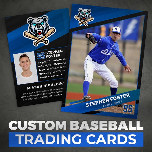 D'appel Carte de baseball Blue & Black, Carte de baseball