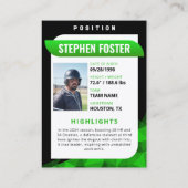 D'appel Carte de baseball de baseball vert noir (Dos)