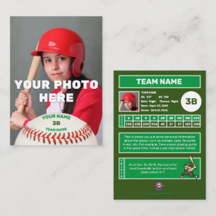 D'appel Carte de baseball Green Back - Statistiques person