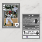 D'appel Carte de baseball gris - Statistiques personnalisé (Devant / Derrière)