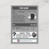 D'appel Carte de baseball gris - Statistiques personnalisé (Dos)