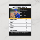 D'appel Carte de Baseball Jaune Vivant Noir (Dos)