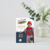 D'appel Carte de baseball moderne Navy modifiable (Debout devant)