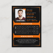 D'appel Carte de Baseball Orange - Profil de Joueur (Dos)