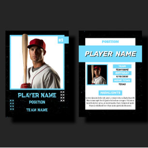D'appel Carte de baseball personnalisée bleue Profil de jo