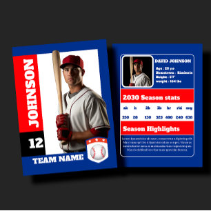 D'appel Carte de baseball personnalisée bleue Profil de jo