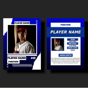 D'appel Carte de baseball personnalisée bleue Profil de jo