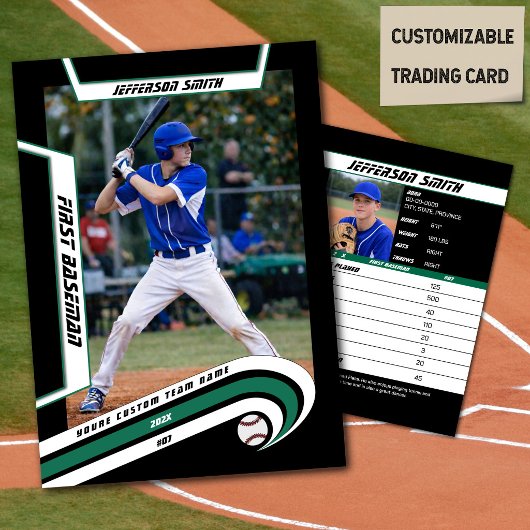 D'appel Carte de Baseball Verte Animée Noire