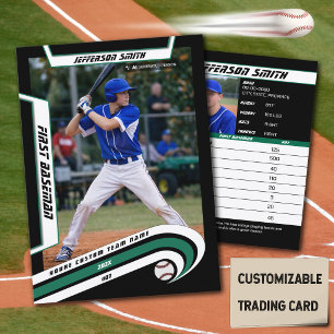 D'appel Carte de Baseball Verte Vive et Noire