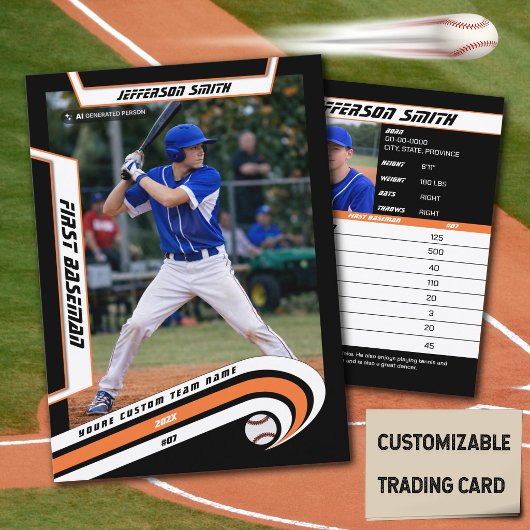 D'appel Carte de Baseball Vibrante Orange Noir