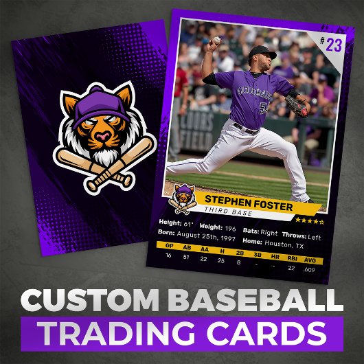 D'appel Carte de baseball violette avec logo de baseball