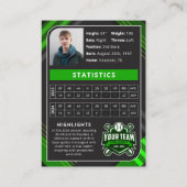 D'appel Carte de collection de baseball Pro Green & Black (Dos)