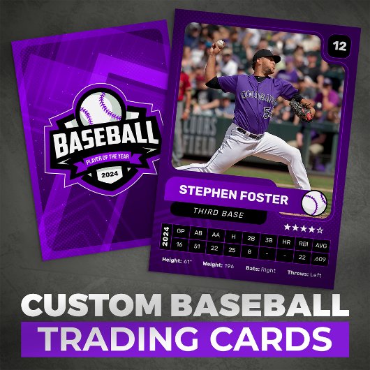 D'appel Carte de collection de joueur de baseball Violet &