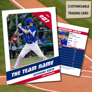 D'appel Carte de Collection Équipe de Baseball Rouge Bleu