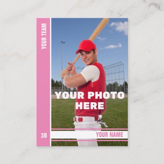 D'appel Carte de commerce de baseball en bande rose - Stat (Devant)