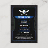 D'appel Carte de commerce de baseball noir et bleu avec st (Dos)