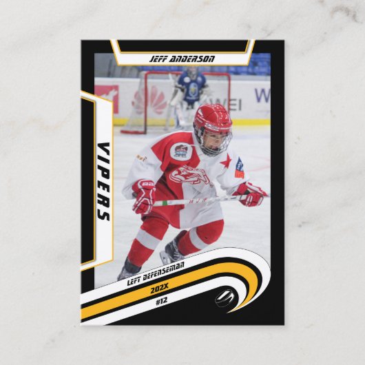 D'appel Carte de commerce de hockey sur glace en jaune vif (Devant)