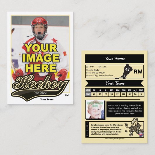 D'appel Carte de commerce de hockey Swash - Statistiques p (Devant / Derrière)