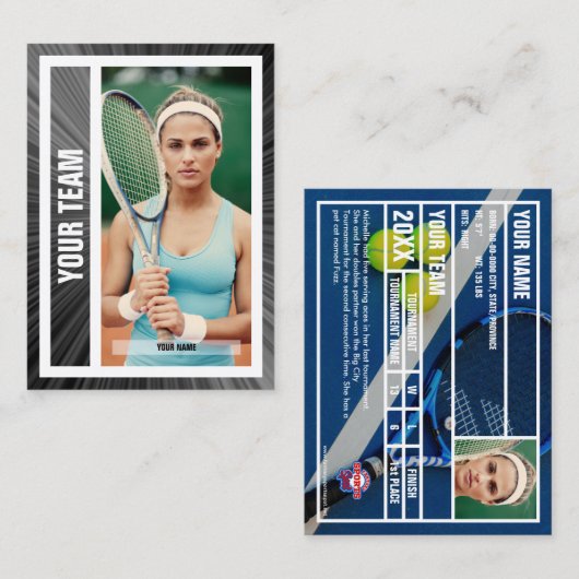 D'appel Carte de commerce de l'équipe de tennis - Black Ra (Devant / Derrière)