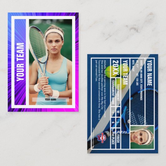 D'appel Carte de commerce de l'équipe de tennis - Rayons r (Devant / Derrière)