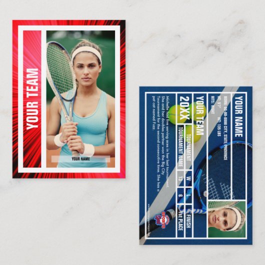 D'appel Carte de commerce de l'équipe de tennis - Red Rays (Devant / Derrière)