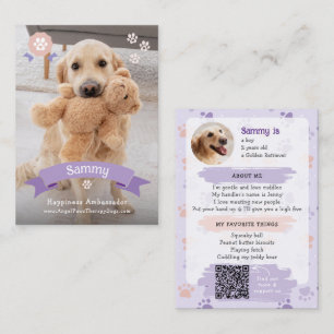 D'appel Carte de commerce de photo de chien de thérapie à