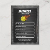 D'appel Carte de commerce de softball personnalisée, carte (Dos)