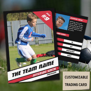 D'appel Carte de commerce joueur de football en rouge vif