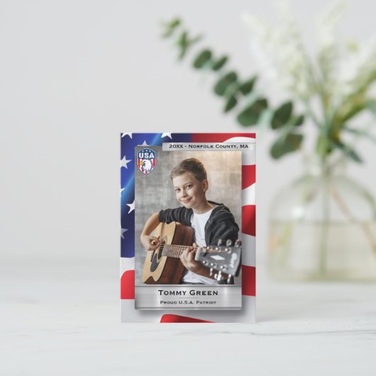 D'appel Carte de commerce Patriot personnalisée Modèle 4 J (Debout devant)