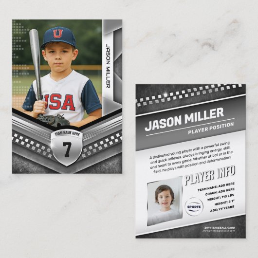 D'appel Carte de commerce personnalisée, Modèle Sport arge (Devant / Derrière)