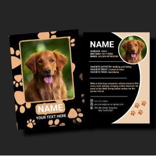 D'appel Carte de commerce personnalisée pour animaux de co