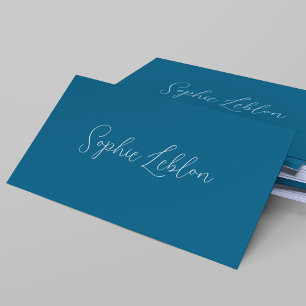 D'appel Carte de contact bleu-océan avec nom manuscrit