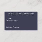D'appel Carte de contact de missionnaire (Dos)