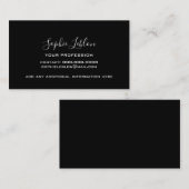 D'appel Carte de contact noire avec nom manuscrit (Devant / Derrière)