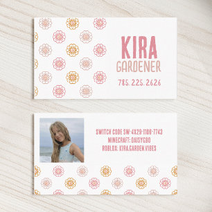 D'appel Carte de contact photo d'été pour filles avec moti