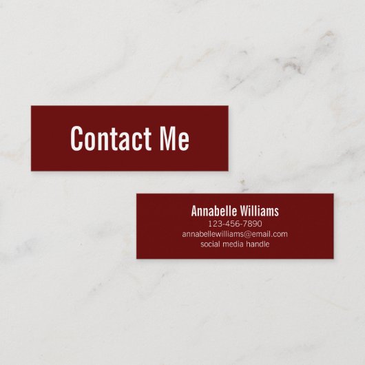 D'appel Carte de contact professionnelle Dark Red White (Devant / Derrière)