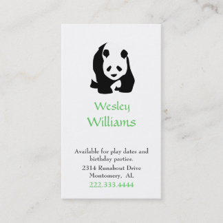 D'appel Carte de date de jeu d'enfants d'ours panda