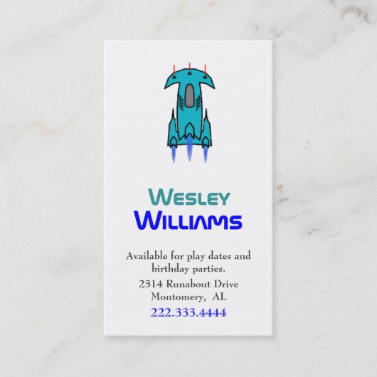 D'appel Carte de date d'expédition spatiale du garçon pers (Devant)