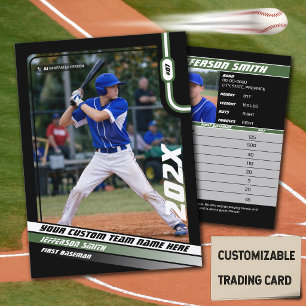 D'appel Carte de joueur de baseball personnalisée en vert