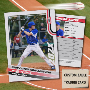 D'appel Carte de joueur de baseball personnalisée rouge gr