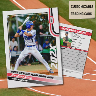 D'appel Carte de joueur de baseball personnalisée rouge gr
