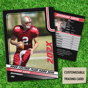 D'appel Carte de joueur de football personnalisée en rouge