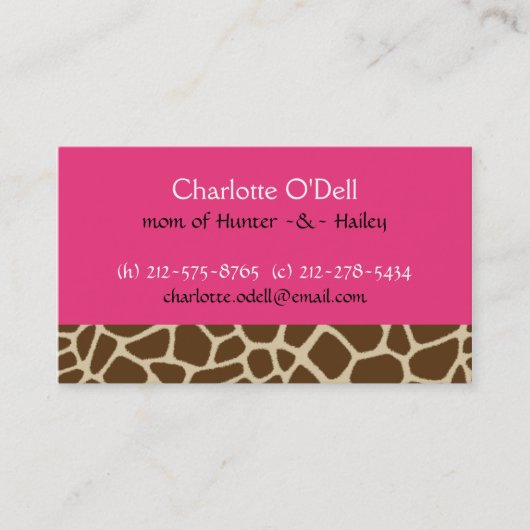 D'appel carte de maman de rose d'impression de girafe (Devant)
