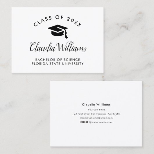 D'appel Carte de nom de diplôme - Carte d'insertion classi (Devant / Derrière)