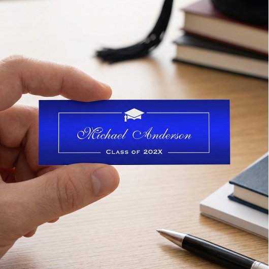 D'appel Carte de nom de diplôme - Classy Plain Blue Gradie
