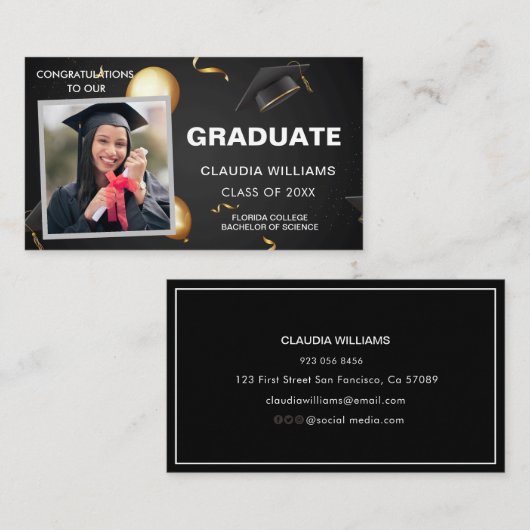 D'appel Carte de nom de diplôme - Élégante carte d'inserti (Devant / Derrière)