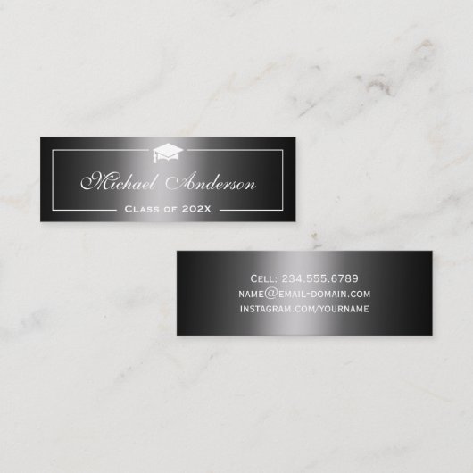 D'appel Carte de nom de diplôme - Gradient gris noir class (Devant / Derrière)