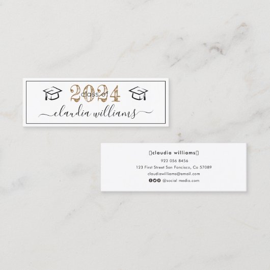 D'appel Carte de nom de diplôme - Simple Classic Insert Ca (Devant / Derrière)