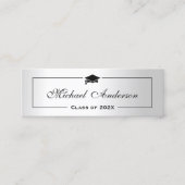 D'appel Carte de nom de la graduation Silver Metallic Look (Devant)